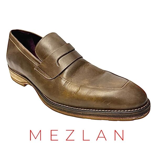 Mezlan Penny Loafers Dress Shoes Men's Size 10.5 M Brown Leather Slip On Used